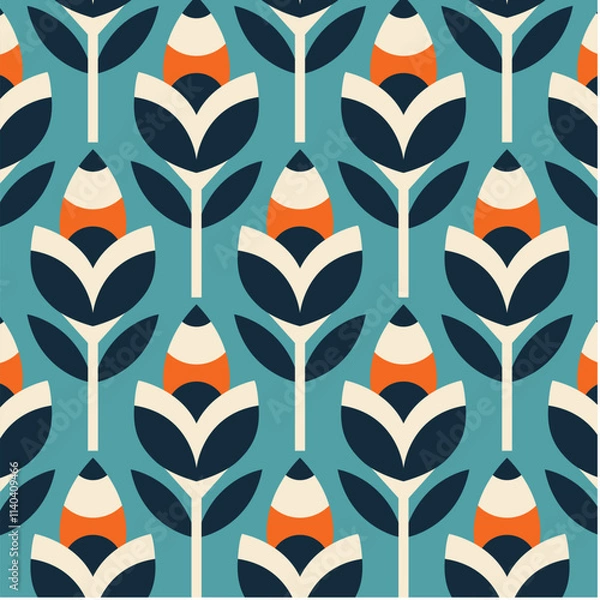 Obraz Retro Seamless Damask Surface Scandinavian Pattern Wallpaper Background