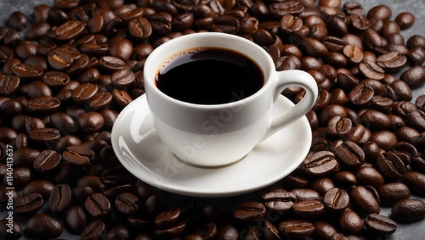 Obraz Coffee Cup Surrounded by Coffee Beans
