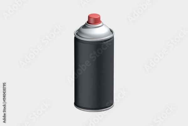 Fototapeta A black spray can with a red button on top  isolated on a white background.