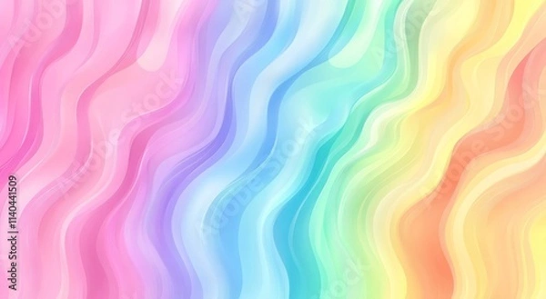 Fototapeta Colorful Rainbow Wavy Lines on White Background for Simple Flat Vector Graphics