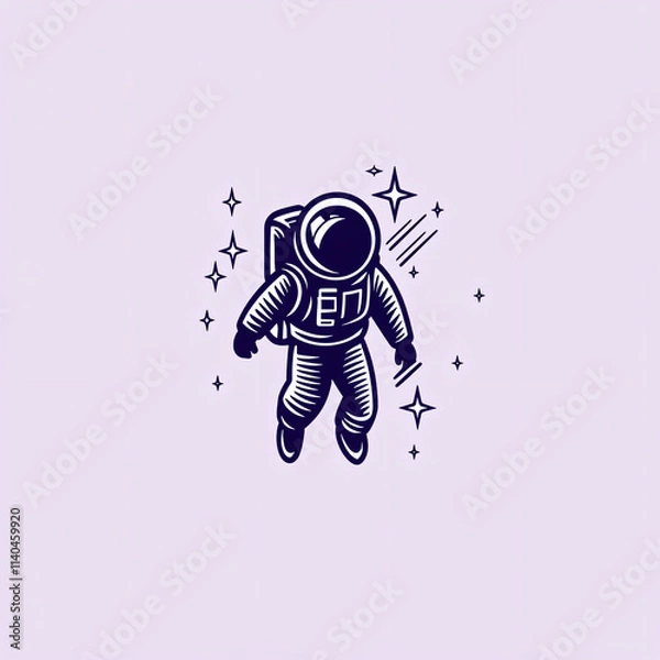 Obraz astronaut minimalist vector illustration, icon style