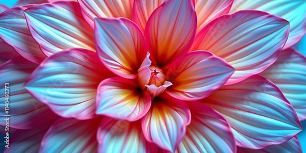 Fototapeta Abstract Flower Petals - Vibrant overlapping petals with a holographic shimmer. backdrop background digital art crisp oilpinting minimalist sharp details funny background copyspace
