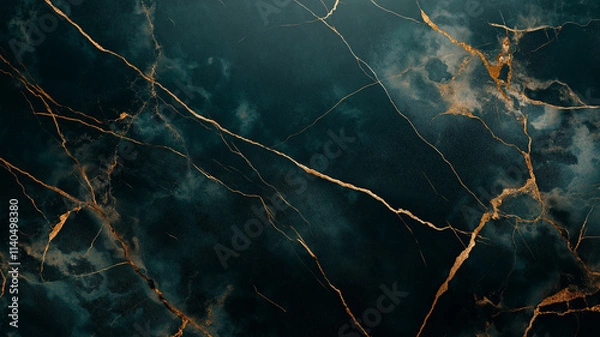 Obraz Dark Green Marble with Gold Veins, Luxury Background Texture. Concept of Elegance, sophistication.