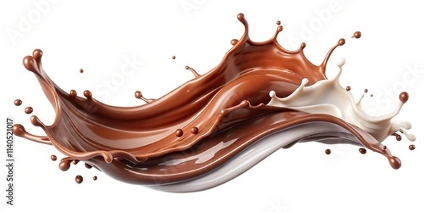 Fototapeta Splash of chocolate in white and brown with cutout path