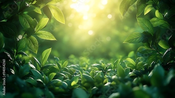 Obraz Lush green foliage with sunlight.