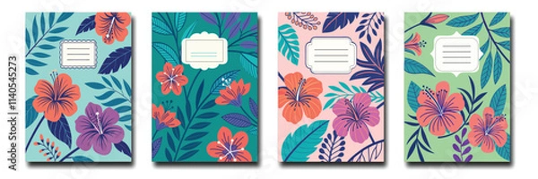 Obraz Vector An Enchanting Notebook for Your Seasonal Thoughts. cover, notebook, page, vector, leaf, school, diary, book, journal