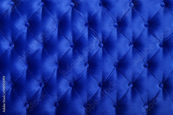 Obraz Blue capitone tufted fabric upholstery texture