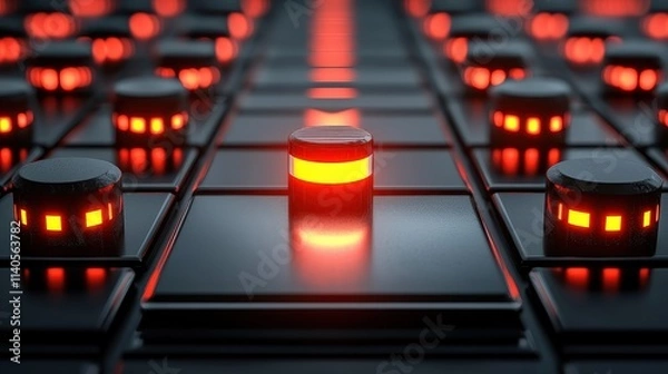 Fototapeta Interactive control panel lighting studio digital art modern environment close-up view technology concept
