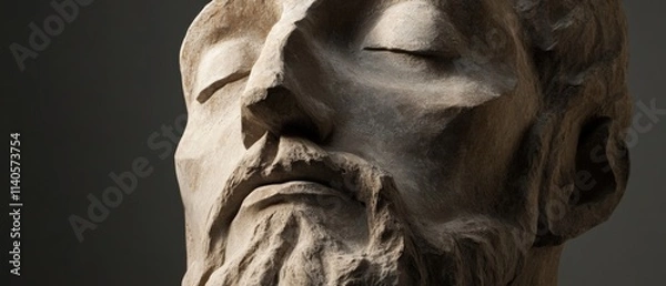 Obraz close up of a stone sculpture head with a beard