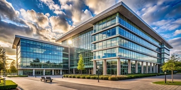 Fototapeta Modern Office Building, Milton Keynes, Unity Place, Santander Headquarters, Architectural Photography, Documentary Style, Corporate Campus, Business District, UK