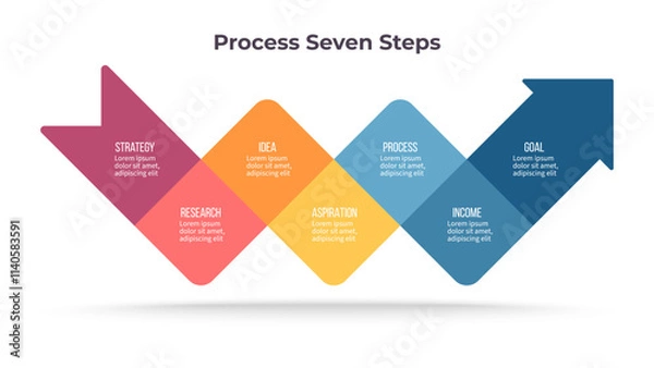 Fototapeta Business infographic template. Process chart with 7 options, steps. Vector chart.