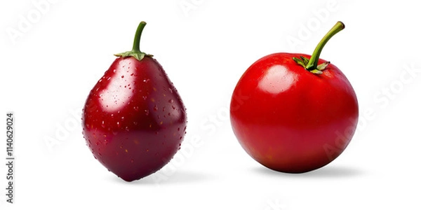 Fototapeta Ripe Red Pear Isolated on White Background