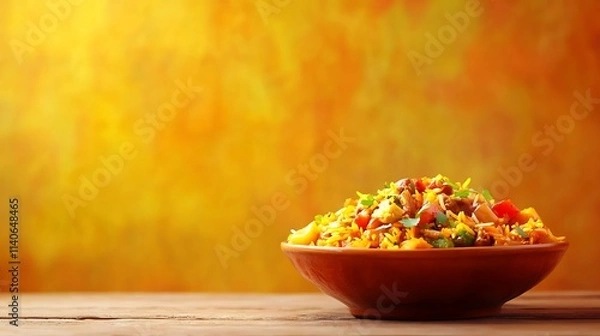Obraz chelo kebab biryani served in dish side view on wooden table orange background