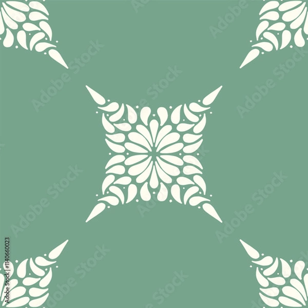 Fototapeta Seamless Vector Pattern with Simple Mandala Flower Motif textile, scrapbook, packaging