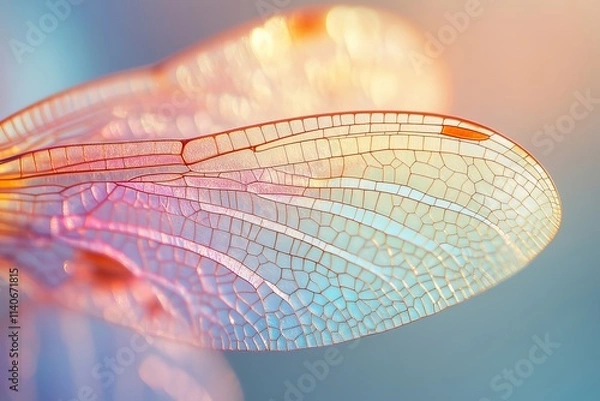 Obraz Macro of dragonfly wings, iridescent detail, nature's delicate beauty, Generative AI