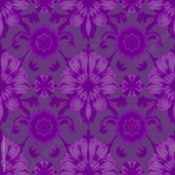 Obraz Purple Floral Damask Pattern 