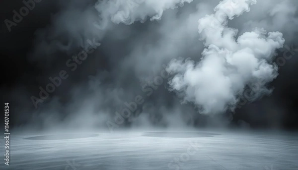 Fototapeta Abstract Smoke fog on black Background white cloudiness, mist or smog moves on black background with beautiful swirling gray smoke