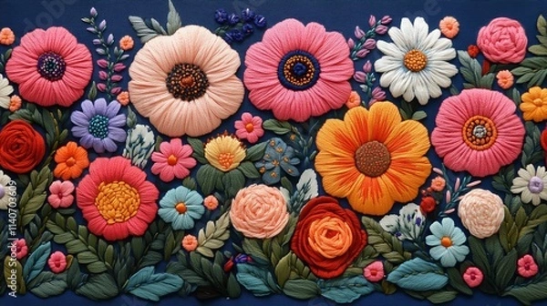 Fototapeta Intricate embroidery-inspired art showcasing growth and confidence through traditional floral and geometric patterns