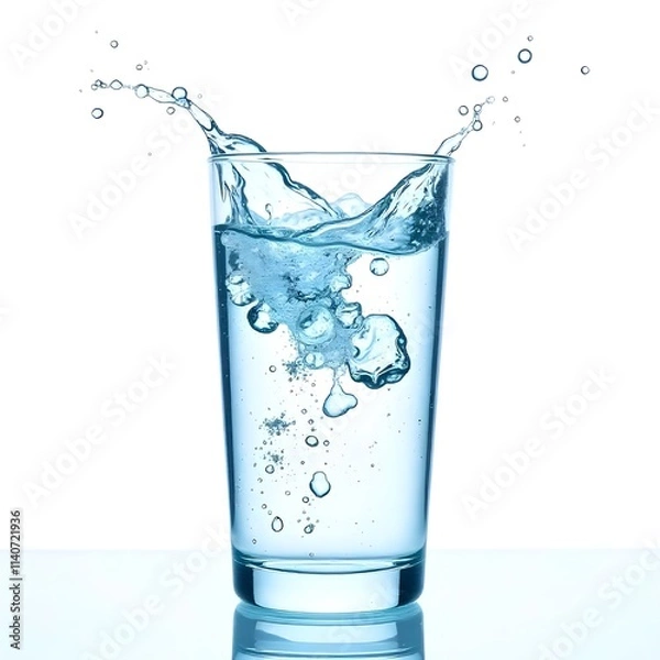 Fototapeta Water splash with glash on white background