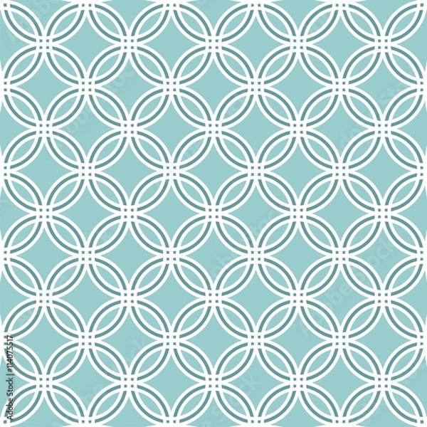 Fototapeta Equal, equidistant, tangent circles that they simulate to a latticework light ocean green and dark ocean green