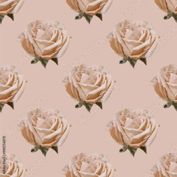 Fototapeta Elegant roses seamless vector pattern