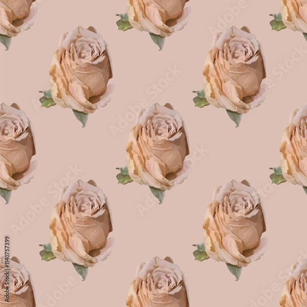 Fototapeta Elegant roses seamless vector pattern