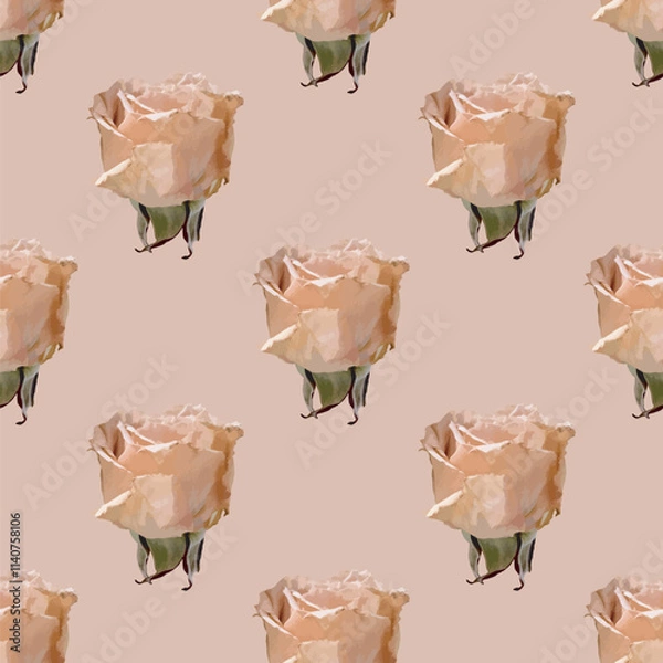 Fototapeta Elegant roses seamless vector pattern