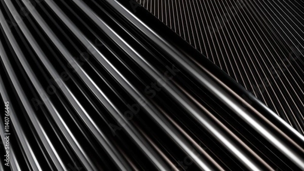 Fototapeta Abstract background with metallic waves, shiny surface in dark tones, modern design for wallpapers, presentations, banners, and graphic design