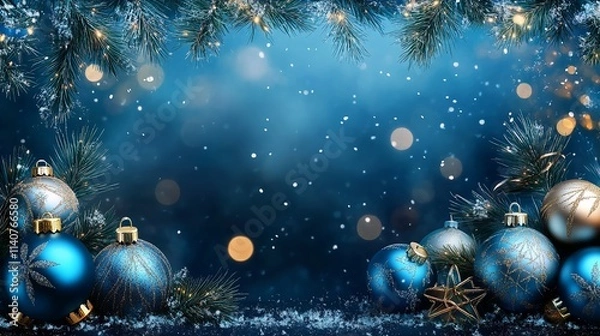 Fototapeta Beautiful blue holiday background with fireworks abstract