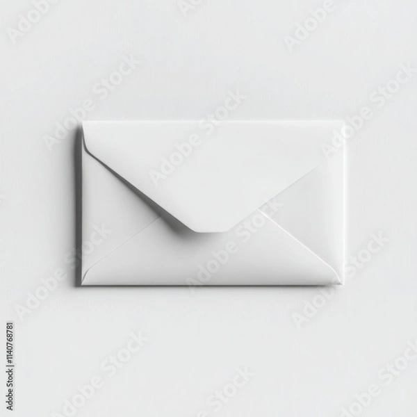 Fototapeta A classic white envelope with a pointed flap and a simple seal on a white background