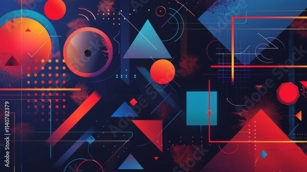 Fototapeta Abstract geometric shapes background illustration