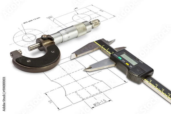 Obraz Micrometer and digital vernier calipers