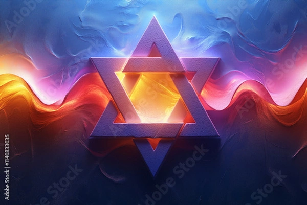 Obraz A flat-style Star of David with subtle pastel gradients for a modern look.