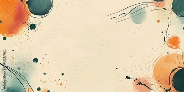 Fototapeta Abstract Beige Canvas with Splashes and Circles