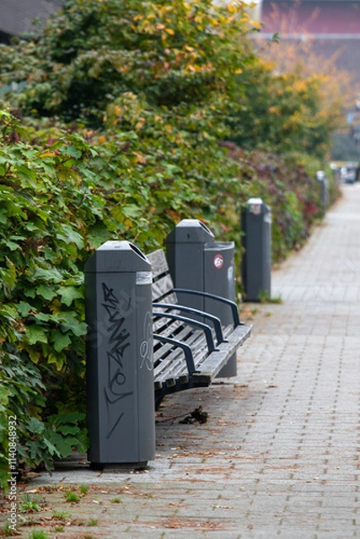 Obraz Bench with dustbins