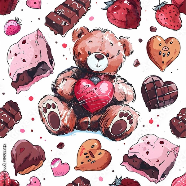 Fototapeta Bear and chocolate for love