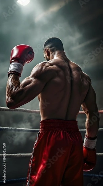 Fototapeta Powerful Boxer in the Ring