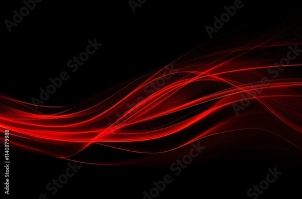 Fototapeta Abstract Red Waves On Black Background