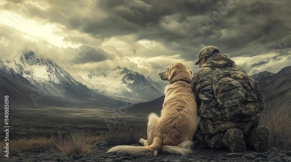 Fototapeta support dogs assisting individuals with PTSD, providing emotional comfort and stability through trained service dogs, helping people with PTSD regain confidence and independence with the aid of servic