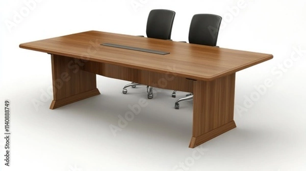 Fototapeta Modern Wooden Conference Table with Two Chairs
