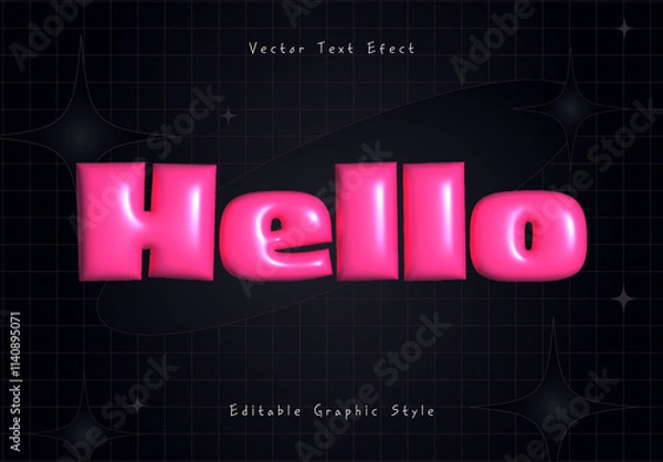 Obraz Pink Glossy Inflated Balloon 3D Shiny Text Effect