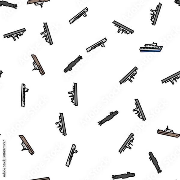 Fototapeta ship cargo maritime navigation vector seamless pattern thin line illustration