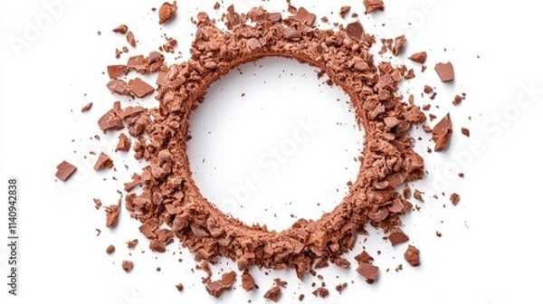 Fototapeta A circle of crushed chocolate on a white background