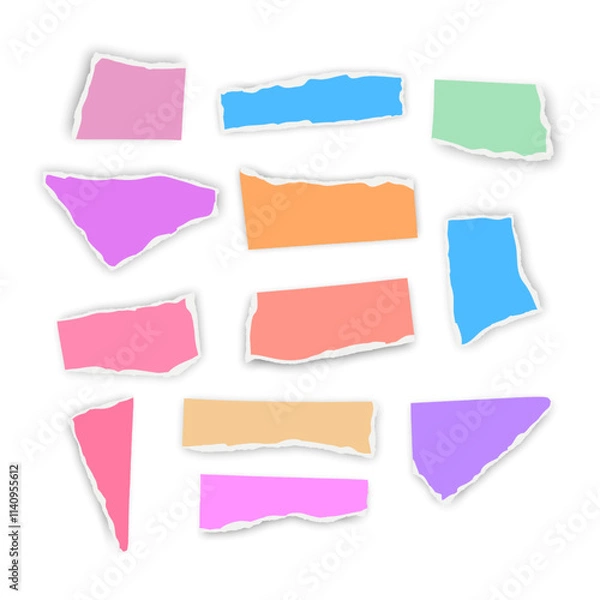Obraz Set of torn paper fragments isolated on background, Vector illustration