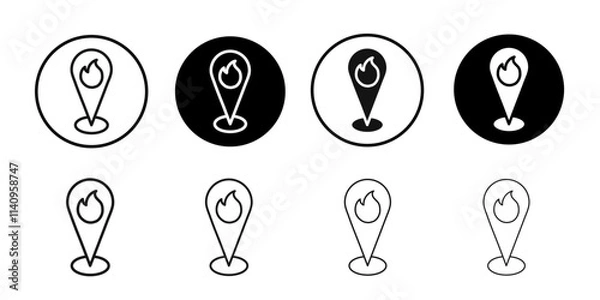 Fototapeta fire location icon Simple thin outline