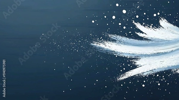 Fototapeta   A painting of a white bird soaring through the sky with snowflakes adorning its feathers