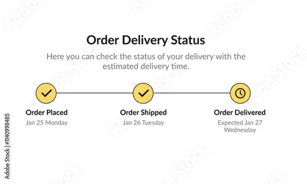 Obraz Order delivery status step by step. UI design template, vector illustration.