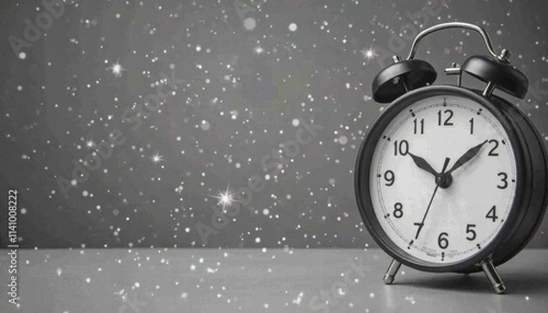 Fototapeta A Minimalist Clock Counting Down To Midnight On New Year’s Eve With A Subtle 2025 Overlay