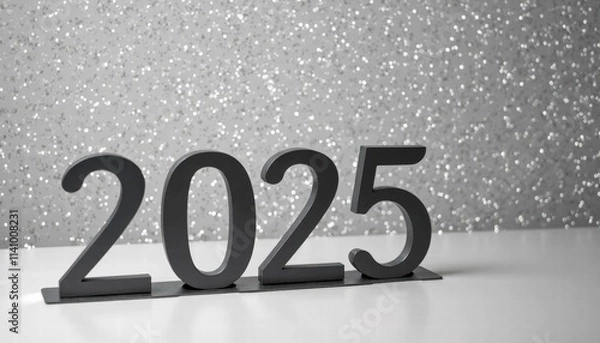 Fototapeta A Minimalist Clock Counting Down To Midnight On New Year’s Eve With A Subtle 2025 Overlay