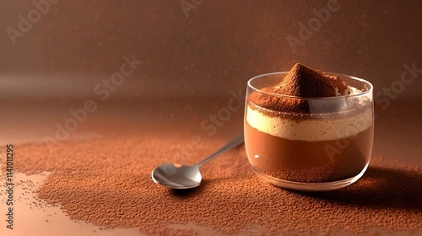 Fototapeta Savor the rich layers of a mocha mousse dessert in a modern glass serving